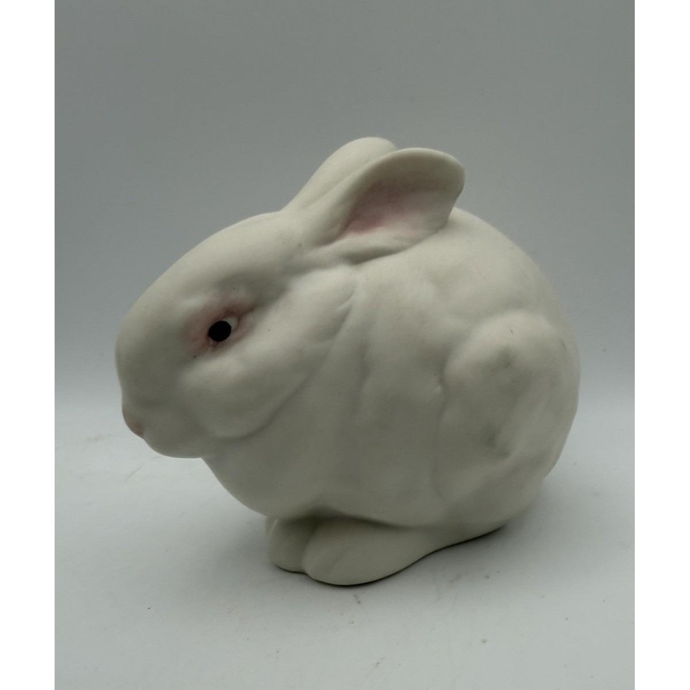 Vintage Cybis Mr. Snowball Bunny Rabbit Figurine White Bisque Porcelain Red Eyes